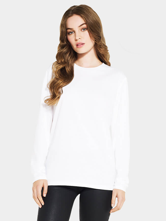 Yoga Studio Women's Long Sleeve Organic Cotton T-Shirt XS White