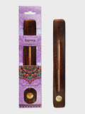 Namaste Karma Scents Brass Inlay Mango Wood Incense Ash Catcher Holder - Sun