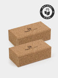 Yoga Studio Standard Size Cork Yoga Brick Twin Pack - Large Logo