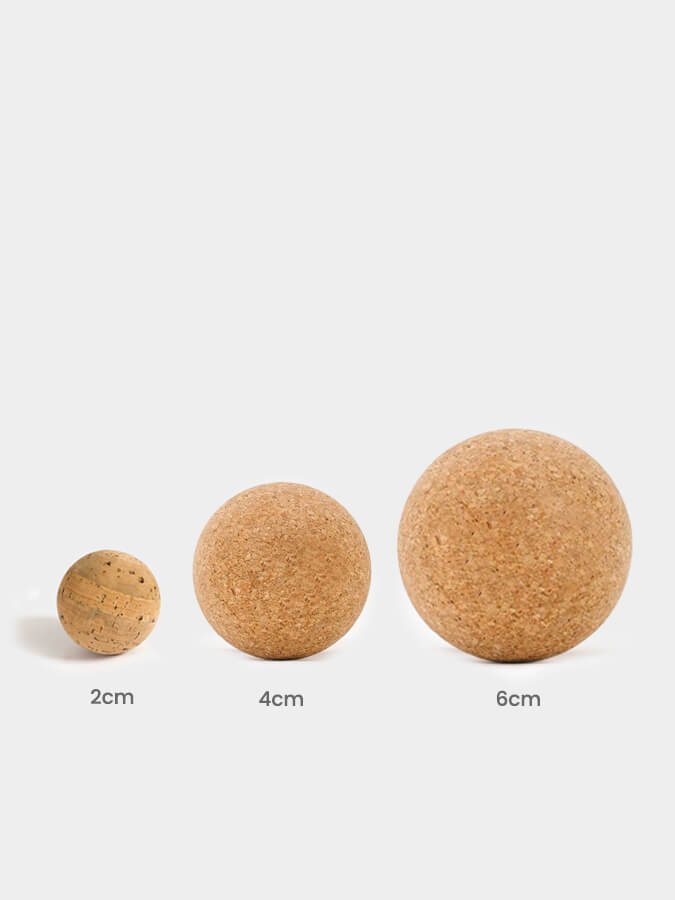 Yoga Studio Cork Unbranded Massage Ball Set of 3 - 4cm, 2 x 6cm