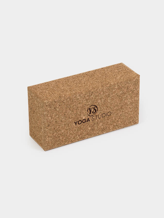 Yoga Studio Standard Size Cork Yoga Brick - Large Logo