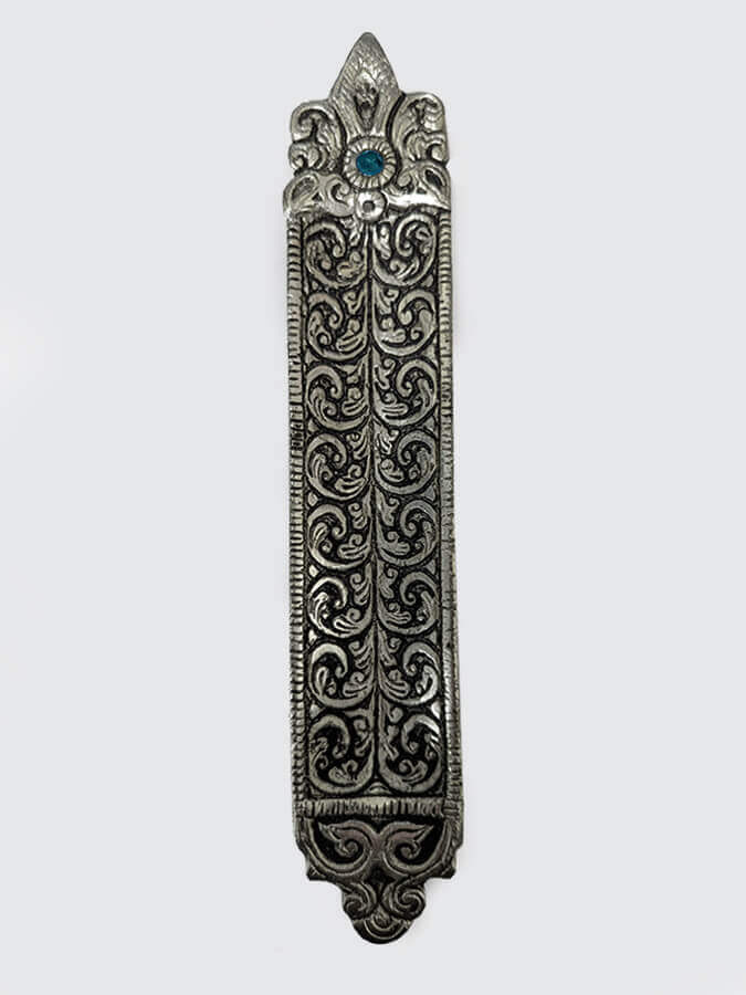 Namaste Metal Embossed Incense Holder With Stone - Flowers