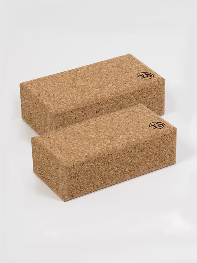 Yoga Studio Standard Size Cork Yoga Brick - Branded - Twin Pack