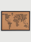 Cork Ethos Letters World Map Cork Notice Board, Black Frame 40 x 60cm