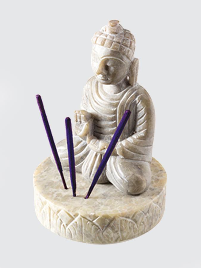 Namaste Hand Carved Soapstone Buddha Incense Burner Holder - Yoga Studio Store