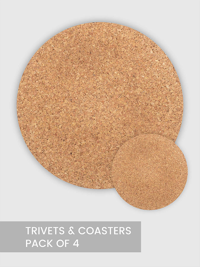 Cork Ethos Round Cork Trivet Placemat And Coaster Pack of 4