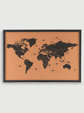 Cork Ethos World Map Cork Notice Board, Black Frame 60 x 40cm