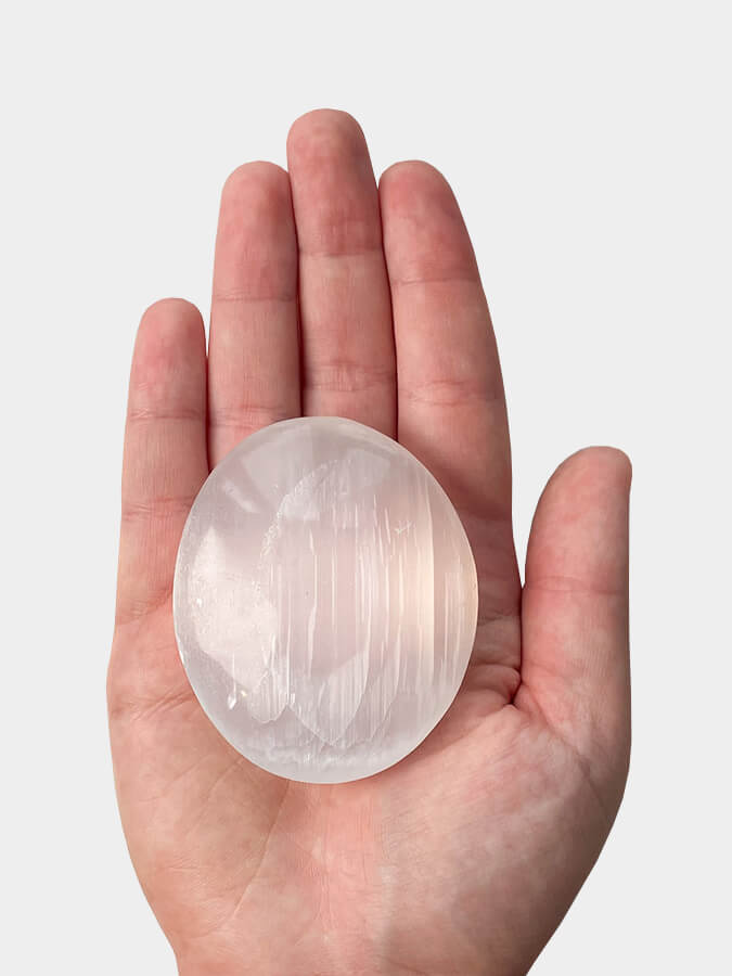 Selenite Crystal Palm Stone